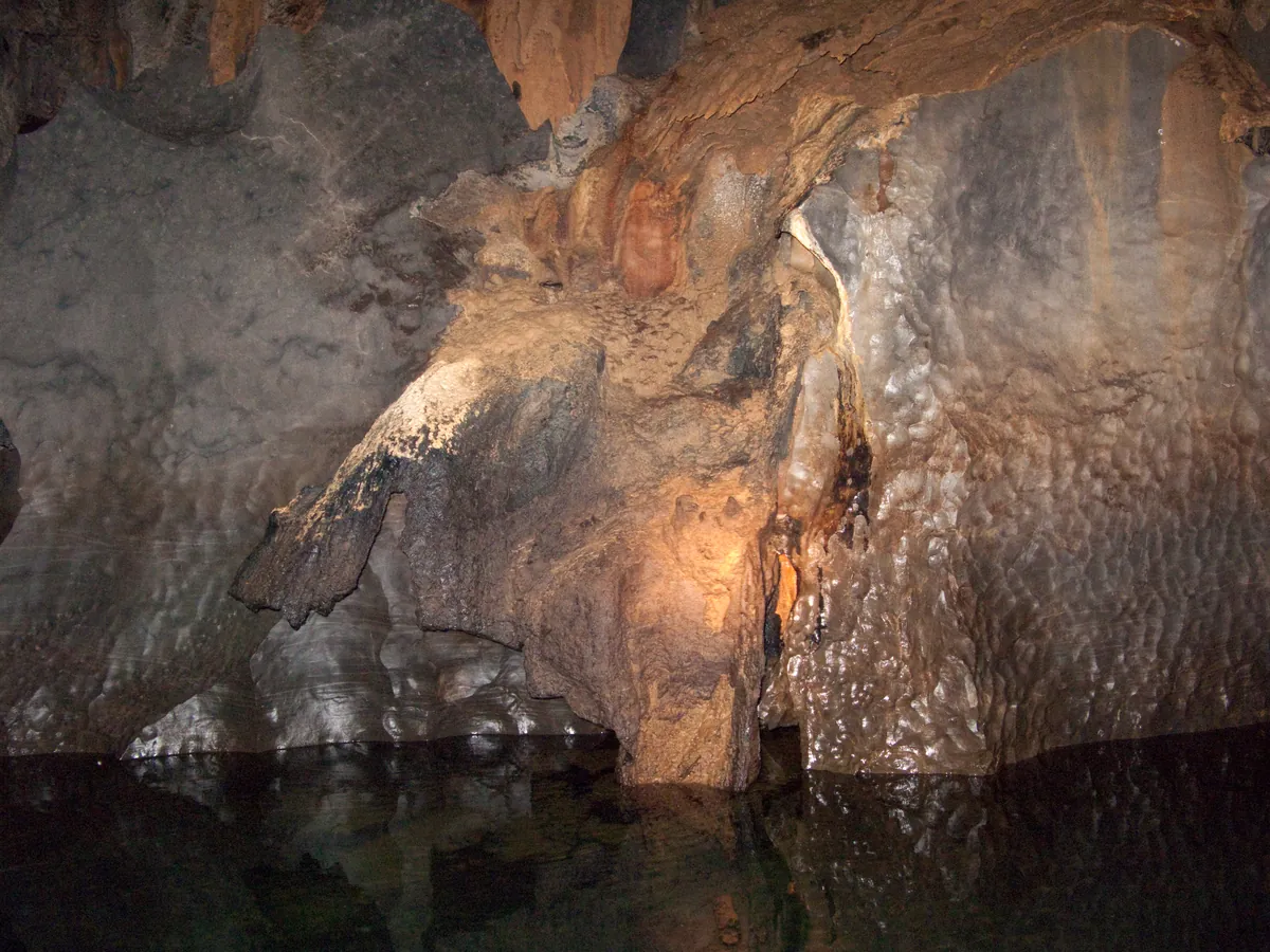 A paddle boat inside the limestone cave of the Puerto Princesa Underground River